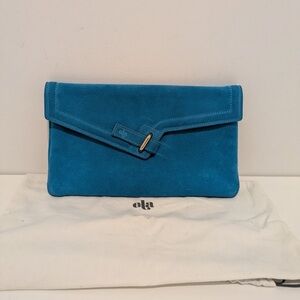 Ela Blue Clutch Bag Suede